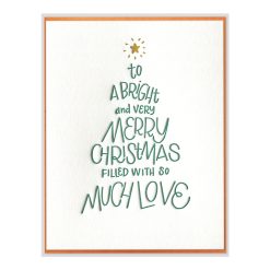 Christmas Tree Lettering Letterpress Greeting Card with Envelope