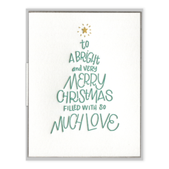 Christmas Tree Lettering Letterpress Greeting Card with Envelope