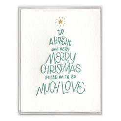 Christmas Tree Lettering Letterpress Greeting Card Boxed Set of Six