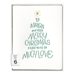 Christmas Tree Lettering Letterpress Greeting Card Boxed Set of Six