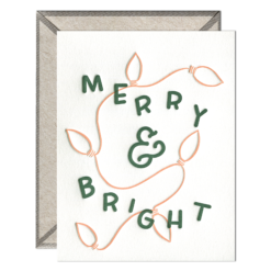 Merry & Bright Lights Letterpress Greeting Card with Envelope