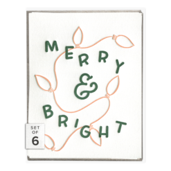 Merry & Bright Lights Letterpress Greeting Card Boxed Set of Six
