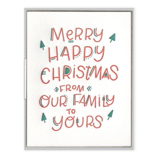 Merry Happy Wishes Letterpress Greeting Card with Envelope