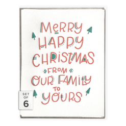 Merry Happy Wishes Letterpress Greeting Card Boxed Set of Six