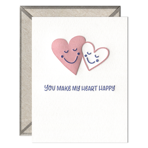 Make My Heart Happy Letterpress Greeting Card with Envelope