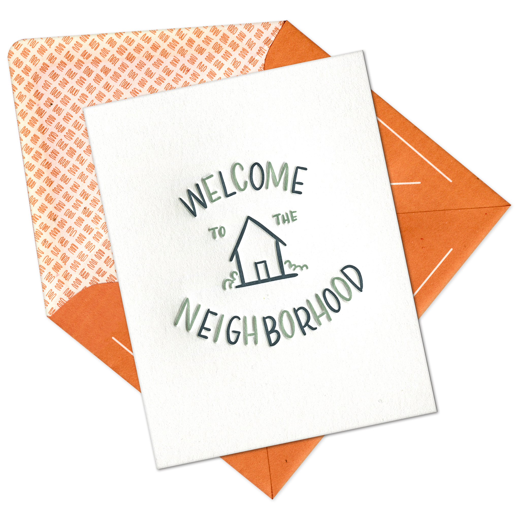 Welcome to the Neighborhood Letterpress Greeting Card with Envelope