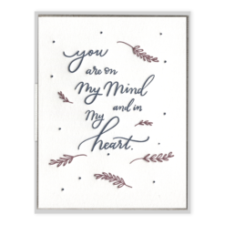 On Mind and in Heart Letterpress Greeting Card