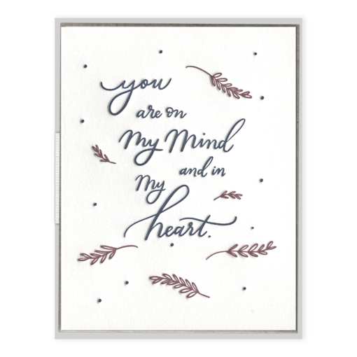 On Mind and in Heart Letterpress Greeting Card