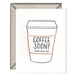Coffee Soon Letterpress Greeting Card with Envelope