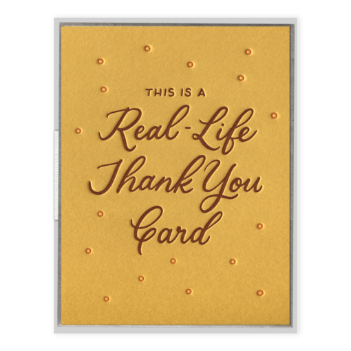 Real-Life Thank You Card Letterpress Greeting Card with Envelope