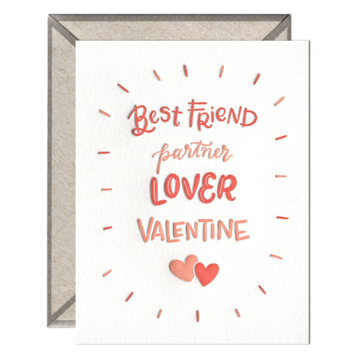 Partner Lover Valentine Letterpress Greeting Card with Envelope