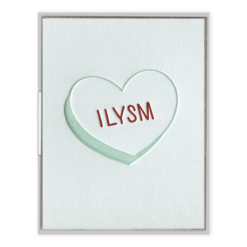 ILYSM Heart Letterpress Greeting Card