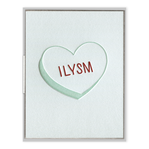 ILYSM Heart Letterpress Greeting Card