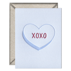 XOXO Heart Letterpress Greeting Card with Envelope