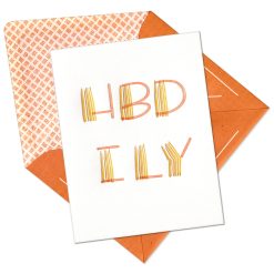 HBD ILY Letterpress Greeting Card with Envelope