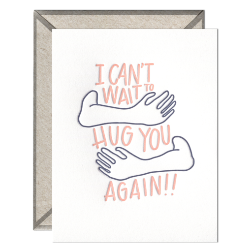 Can't Wait to Hug You Letterpress Greeting Card with Envelope