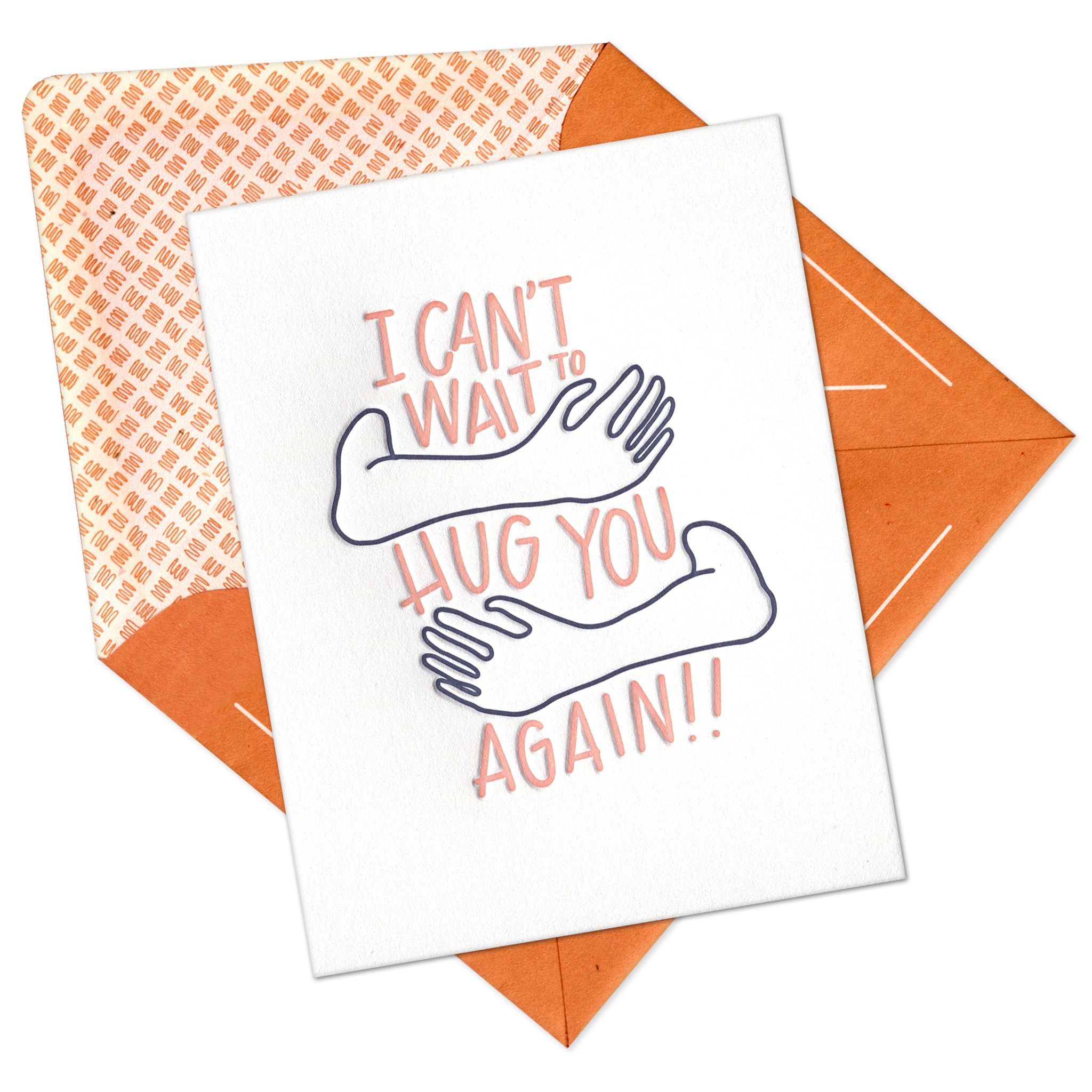 Can't Wait to Hug You Letterpress Greeting Card with Envelope
