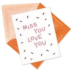 Miss You Love You Letterpress Greeting Card with Envelope