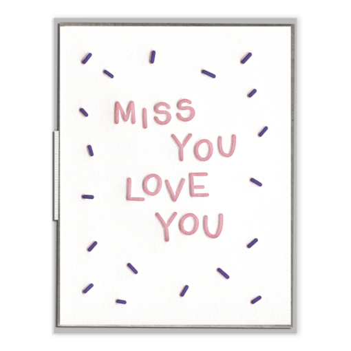 Miss You Love You Letterpress Greeting Card