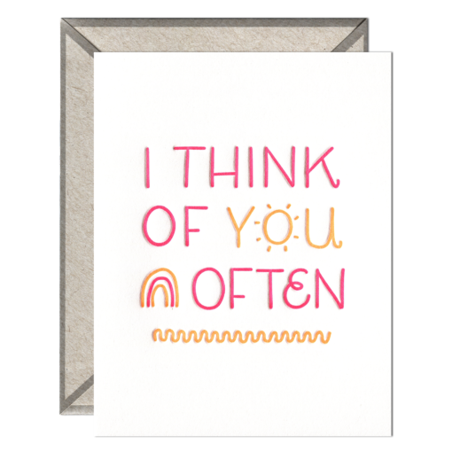 I Think of You Often Letterpress Greeting Card with Envelope