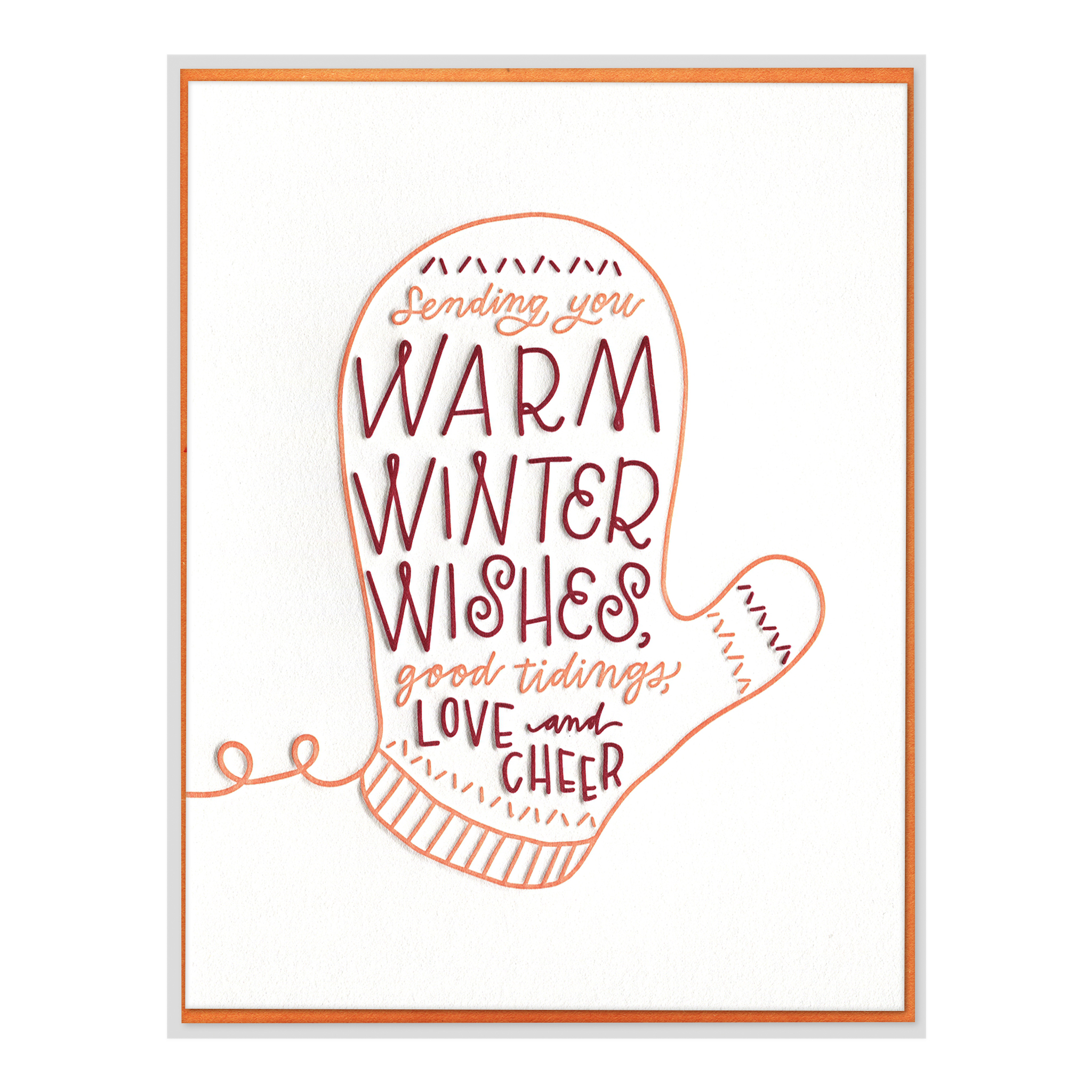 Warm Wishes Mitten Letterpress Greeting Card with Envelope