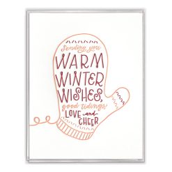 Warm Wishes Mitten Letterpress Greeting Card Boxed Set of Six