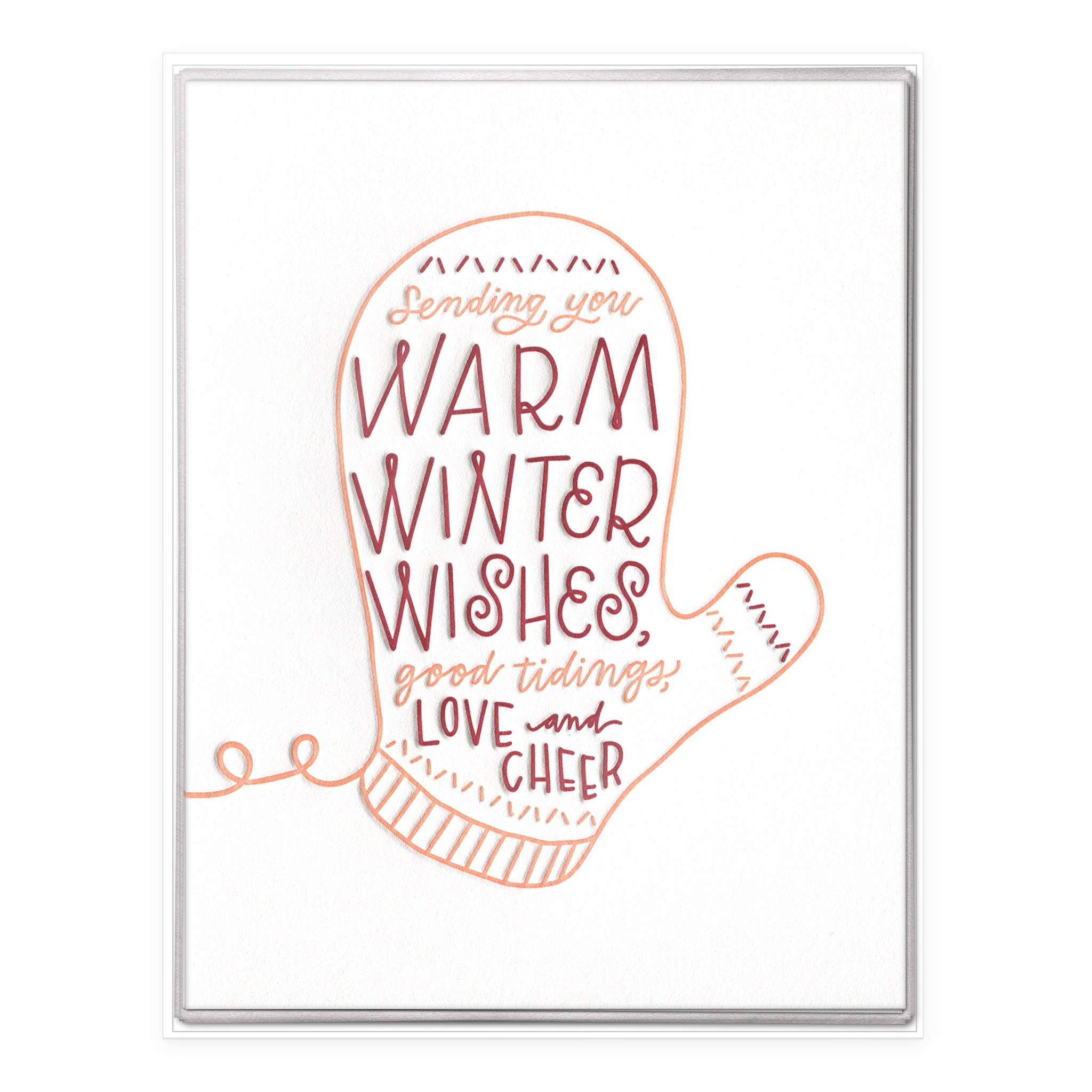 Warm Wishes Mitten Letterpress Greeting Card Boxed Set of Six
