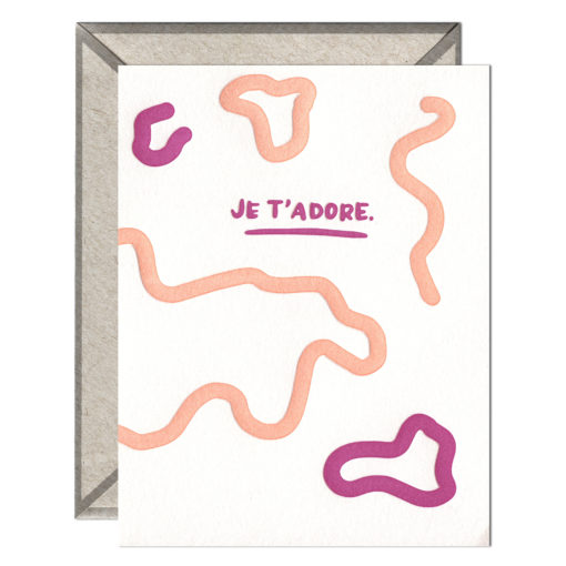 Je t'adore Letterpress Greeting Card with Envelope