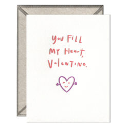 Fill My Heart Valentine Letterpress Greeting Card with Envelope