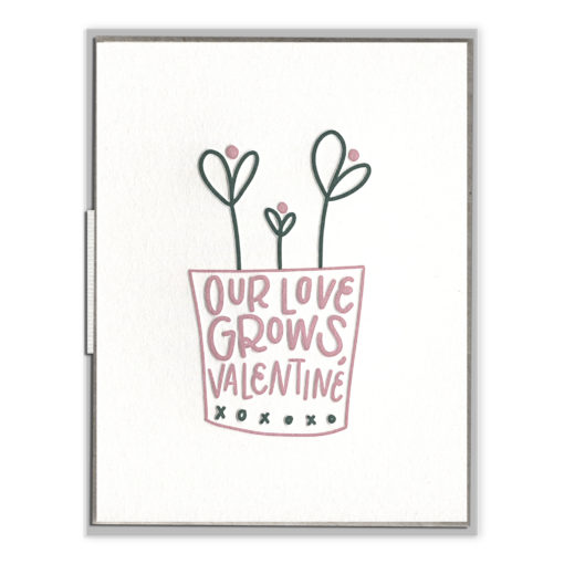 Love Grows Valentine Letterpress Greeting Card