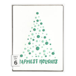 Happiest Holidays Tree Letterpress Greeting Card Boxed Set of Six