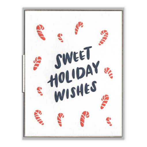 Sweet Holiday Wishes Letterpress Greeting Card with Envelope
