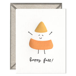 Happy Fall Candy Corn Letterpress Greeting Card with Envelope