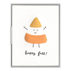 Happy Fall Candy Corn Letterpress Greeting Card with Envelope