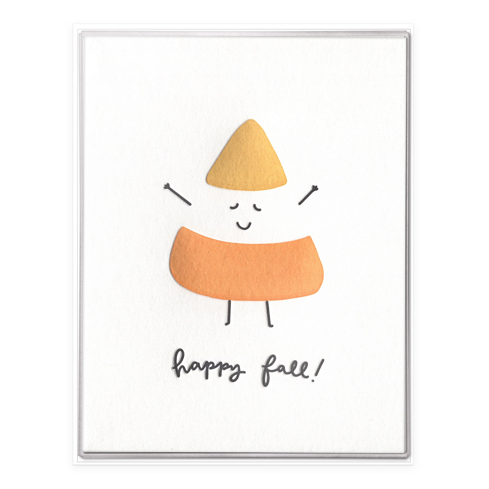Happy Fall Candy Corn Letterpress Greeting Card Boxed Set of Six