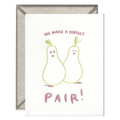 Perfect Pair Letterpress Greeting Card with Envelope