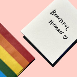Beautiful Human Letterpress Pride Greeting Card with Rainbow Envelope