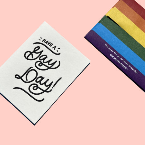 Have a Gay Day Letterpress Pride Greeting Card with Rainbow Envelope