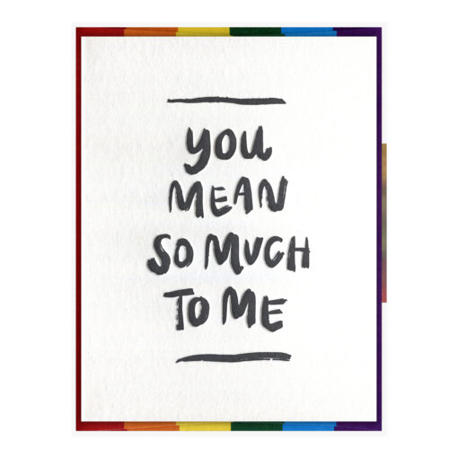 So Much to Me Letterpress Pride Greeting Card Packaged Front View