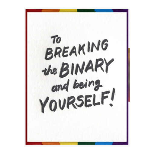 Breaking the Binary Letterpress Pride Greeting Card Packaged Front View