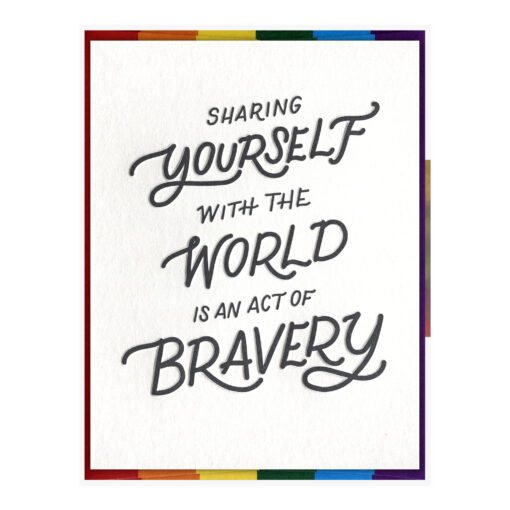 Act of Bravery Letterpress Pride Greeting Card Packaged Front View