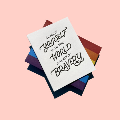 Act of Bravery Letterpress Pride Greeting Card with Rainbow Envelope
