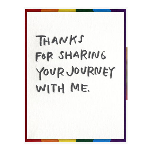 Sharing Your Journey Letterpress Pride Greeting Card Packaged Front View