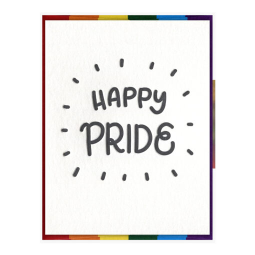 Happy Pride Letterpress Pride Greeting Card Packaged Front View