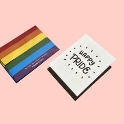 Happy Pride Letterpress Pride Greeting Card with Rainbow Envelope