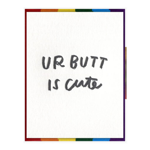 Cute Butt Letterpress Pride Greeting Card Packaged Front View
