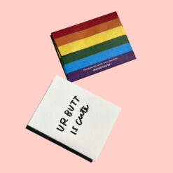 Cute Butt Letterpress Pride Greeting Card with Rainbow Envelope