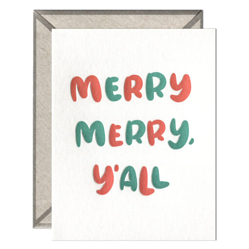 Merry Merry, Y'all Letterpress Greeting Card with Envelope