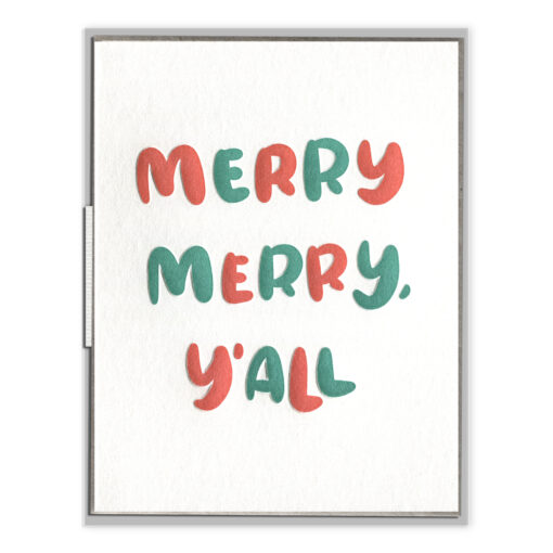 Merry Merry, Y'all Letterpress Greeting Card with Envelope