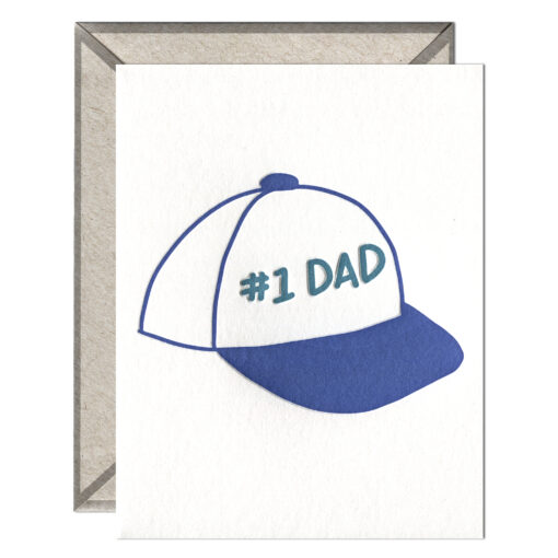 #1 Dad Cap Letterpress Greeting Card with Envelope